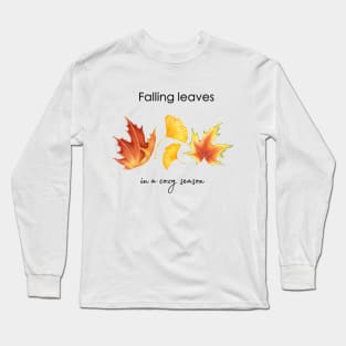 Falling Leaves in a cozy season, fall, autumn, winter, maple Long Sleeve T-Shirt